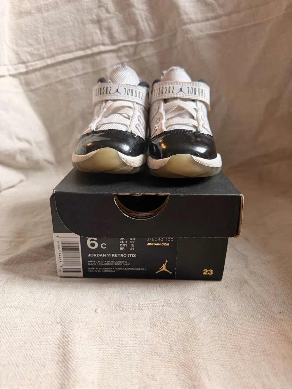 Nike Air Jordan 11 Retro TD Concord Toddler Sz 6C White Black 378040-100 w/ box